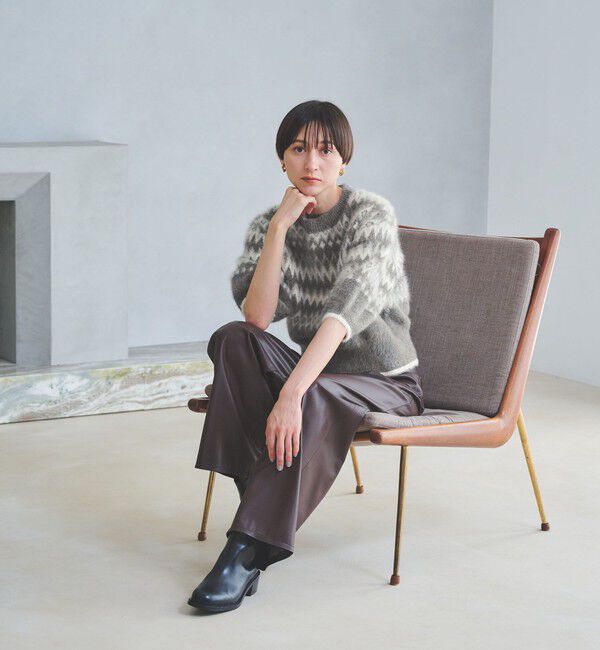 UNITED ARROWS「フォックスカシミヤ  パフスリーブ ジャガードニット」|ニット・セーター|