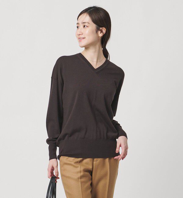 UNITED ARROWS「18G ウール Vネック ニット ‐ウォッシャブル‐」|ニット・セーター|