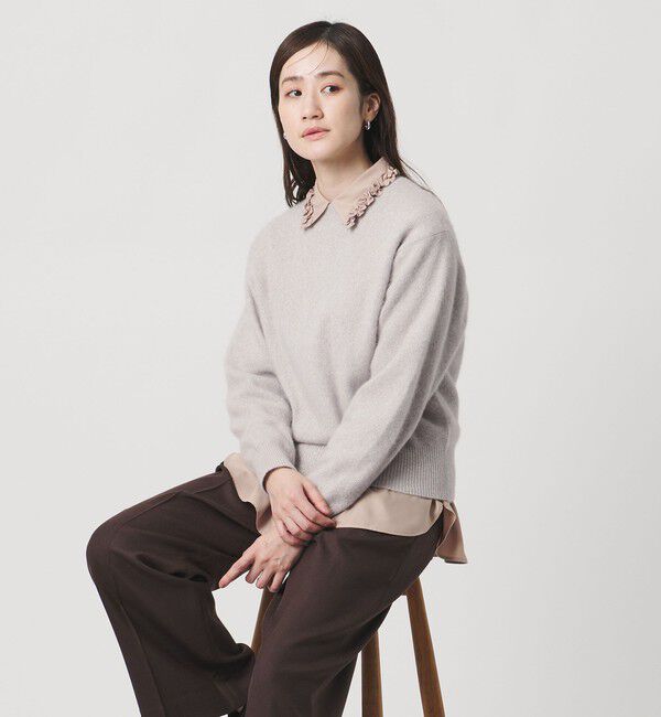 UNITED ARROWS「フォックス ウール ラメ クルーネック ニット」|ニット・セーター|LT.GRAY