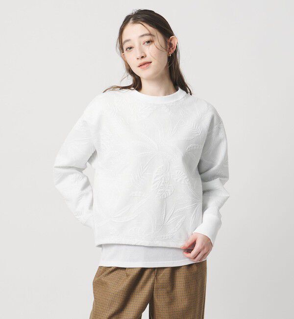 UNITED ARROWS「リーヴス ジャガード ラメ スウェット」|スウェット・ジャージ|WHITE