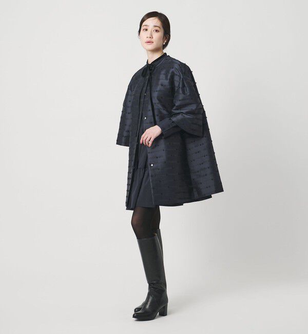 UNITED ARROWS「リボン カットジャガード コート」|ノーカラージャケット|