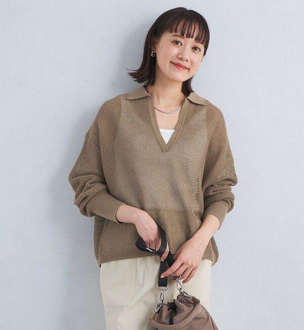 UNITED ARROWS green label relaxing「メッシュ スキッパー ニット プルオーバー -ウォッシャブル-」|ニット・セーター|MOCA