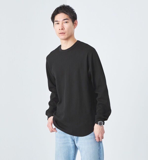 UNITED ARROWS green label relaxing「ドライワッフル クルーネック Tシャツ -吸水速乾-」|Tシャツ・カットソー|BLACK