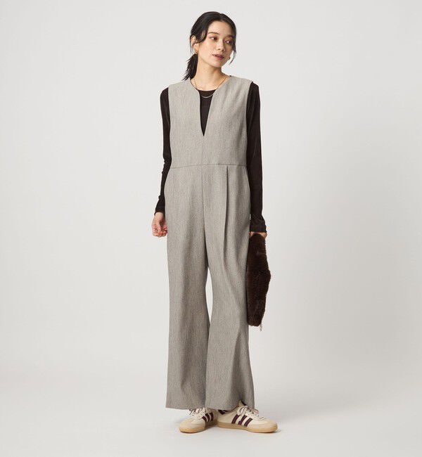 UNITED ARROWS green label relaxing「［size SHORT/TALLあり］ツイードライク キーネック オールインワン」|オールインワン|