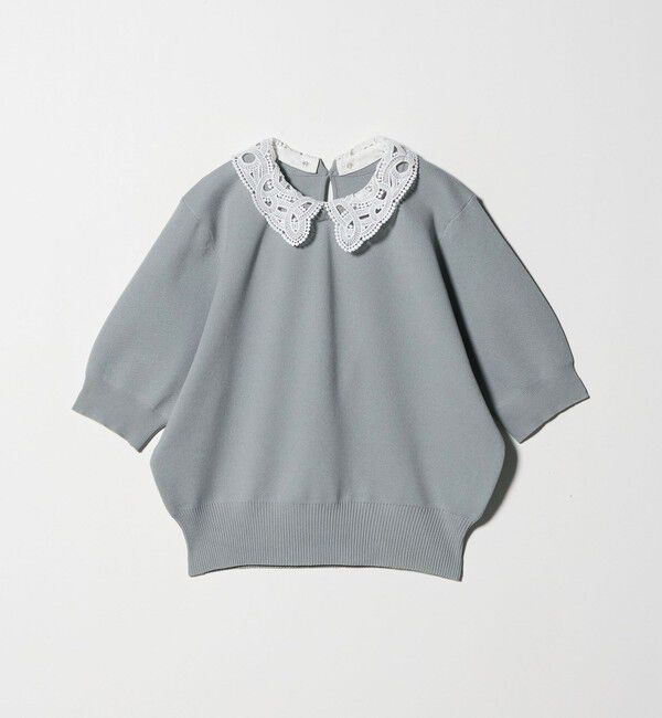UNITED ARROWS green label relaxing「襟レース 2WAY 5分袖 プルオーバー ニット  -ウォッシャブル-」|ニット・セーター|