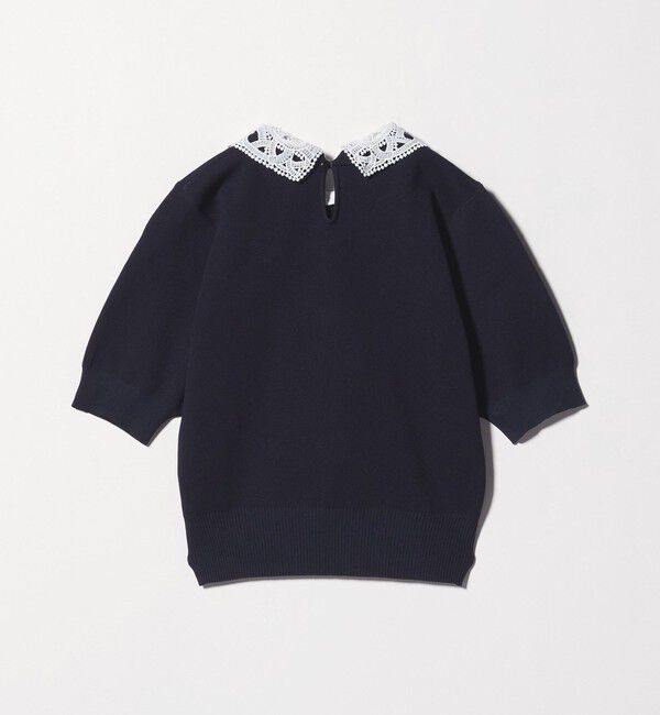 UNITED ARROWS green label relaxing「襟レース 2WAY 5分袖 プルオーバー ニット  -ウォッシャブル-」|ニット・セーター|