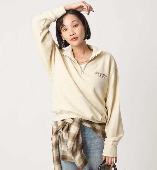 UNITED ARROWS green label relaxing「ミュージアム ロゴ ハーフジップ プルオーバー」|スウェット・ジャージ|NATURAL