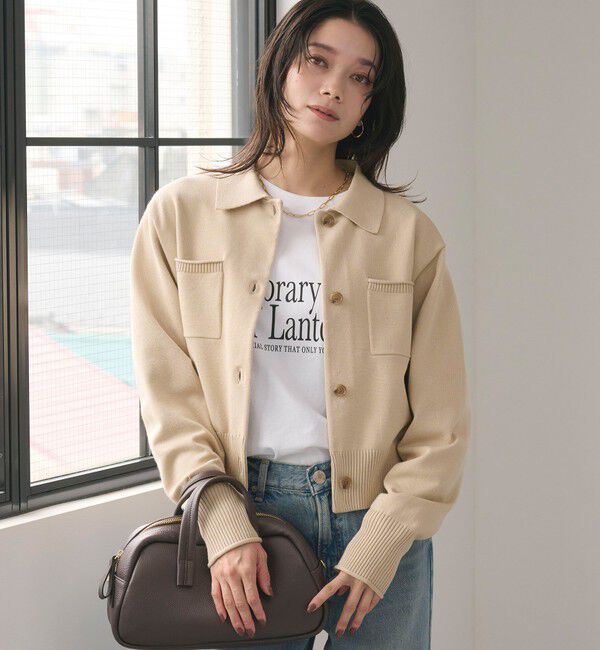 UNITED ARROWS green label relaxing「ポロニット カーディガン ウォッシャブル」|カーディガン|BEIGE