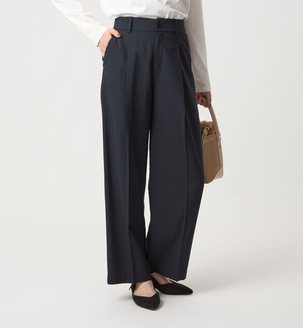 UNITED ARROWS green label relaxing「［size SHORT/TALLあり］キチントボトムス カバー ワイド パンツ」|スラックス|NAVY