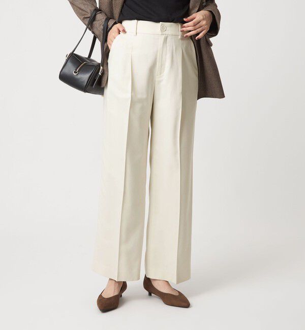 UNITED ARROWS green label relaxing「［size SHORT/TALLあり］キチントボトムス カバー ワイド パンツ オフホワイト」|スラックス|