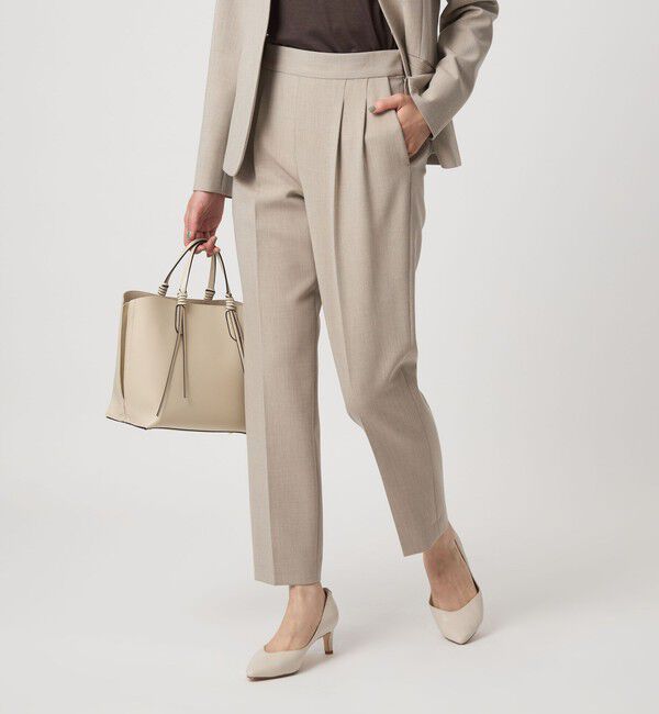 UNITED ARROWS green label relaxing「［size SHORT/TALLあり］ダブルクロス テーパード パンツ ウォッシャブル ストレッチ」|スラックス|