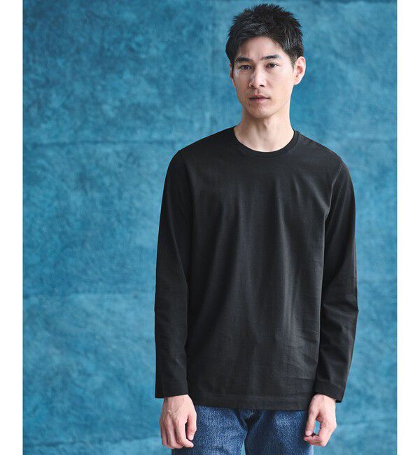 UNITED ARROWS green label relaxing「LONG FIBER COTTON クリア クルーネック 長袖 Tシャツ」|Tシャツ・カットソー|BLACK