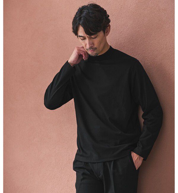 UNITED ARROWS green label relaxing「【WEB限定】JUST fit デイリーモック 長袖 Tシャツ -吸水速乾・抗菌-」|Tシャツ・カットソー|BLACK