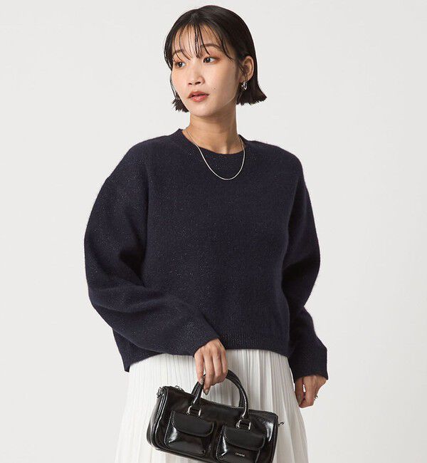 UNITED ARROWS green label relaxing「FOXブレンド ラメ フォルム ドルマン ニット プルオーバー」|ニット・セーター|NAVY