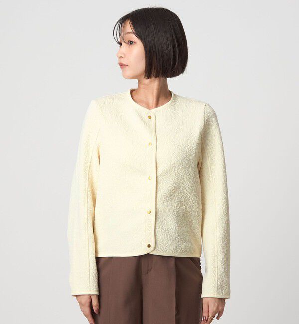 UNITED ARROWS green label relaxing「ブリスタージャカード ノーカラー カットソー カーディガン」|カーディガン|