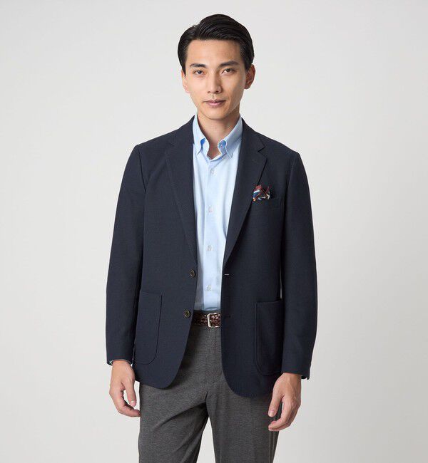 UNITED ARROWS green label relaxing「ECOPET(R) ハニカムジャージ 2B ジャケット -ウォッシャブル-」|テーラードジャケット|NAVY