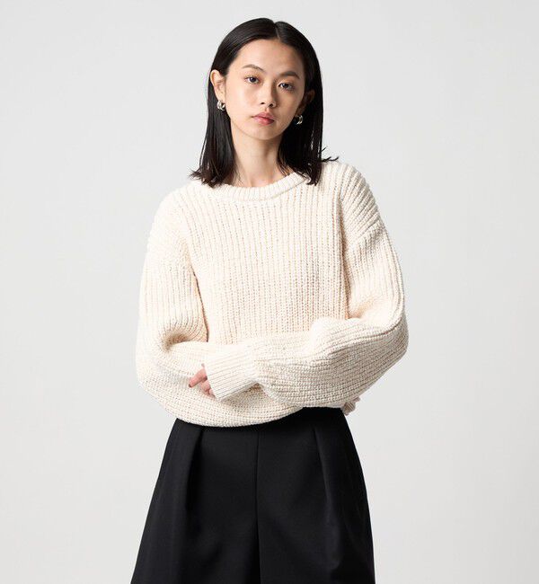 EMMEL REFINES「＜EMMEL REFINES＞EM スラブヤーン カタアゼ ニット プルオーバー」|ニット・セーター|OFF WHITE