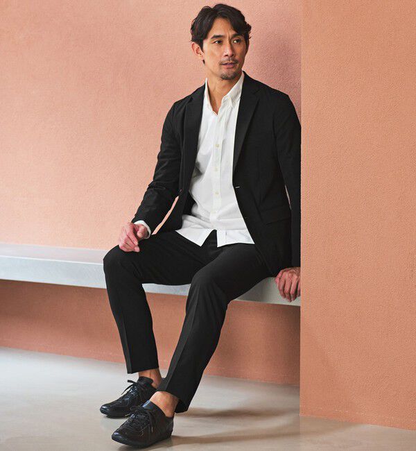 UNITED ARROWS green label relaxing「【WEB限定】JUST fit ウールライク ナロー セットアップ -ストレッチ-」|テーラードジャケット|BLACK