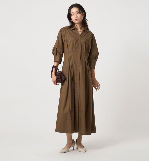 UNITED ARROWS green label relaxing「シャツ襟 フィット＆フレア タックスリーブ ワンピース」|ワンピース|