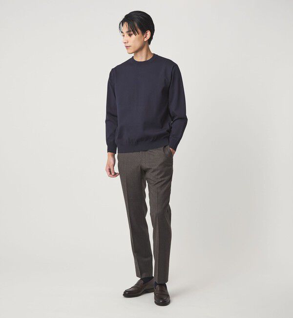 UNITED ARROWS green label relaxing「A+ MOULINE ポリエステル クルーネック ニット -ウォッシャブル-」|ニット・セーター|
