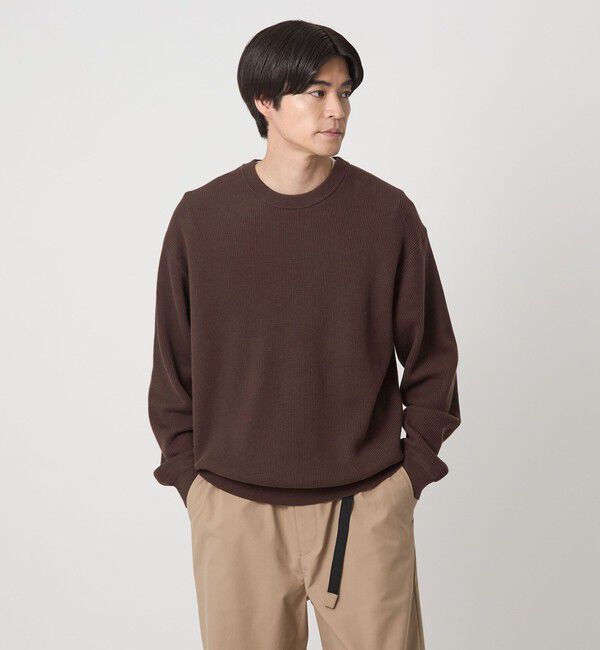 UNITED ARROWS green label relaxing「コットン アゼ クルーネック ニット」|ニット・セーター|DK.BROWN