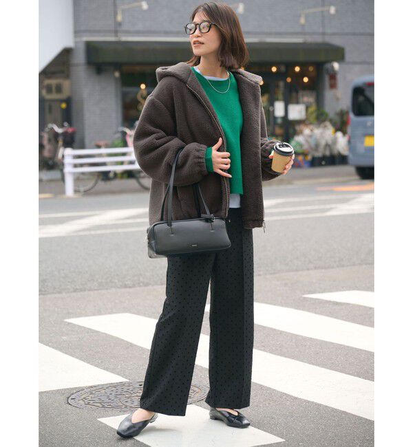 UNITED ARROWS green label relaxing「【WEB限定】＜at ease＞フェイクシープファー フード ブルゾン」|ブルゾン・スタジャン|