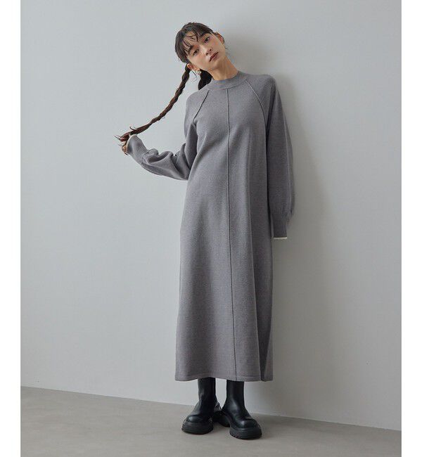 EMMEL REFINES「＜EMMEL REFINES＞EM ハイショク ニット ロング ワンピース」|ワンピース|MD.GRAY
