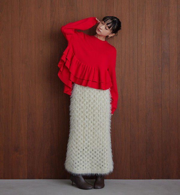 EMMEL REFINES「＜EMMEL REFINES＞EM スソダブルフリル ニットプルオーバー」|ニット・セーター|