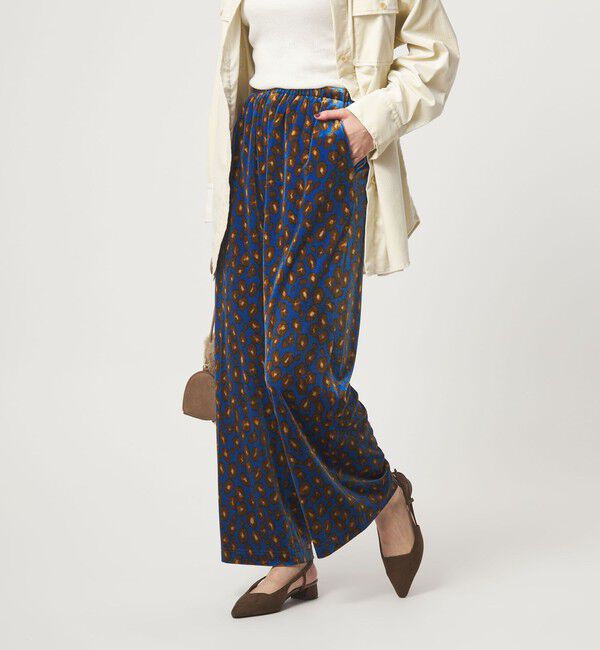 UNITED ARROWS green label relaxing「ベロア レオパード ワイド パンツ」|チノ|