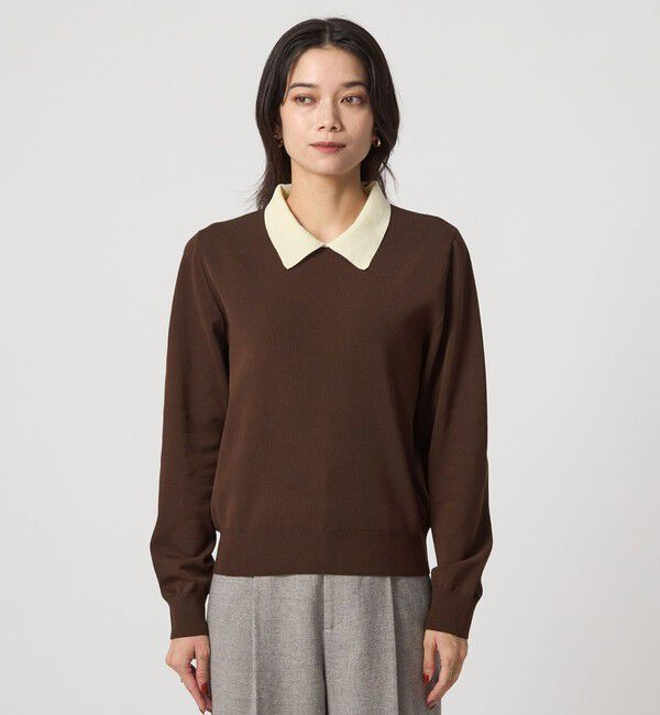 UNITED ARROWS green label relaxing「襟付き ロングスリーブ プルオーバー ニット ウォッシャブル」|ニット・セーター|