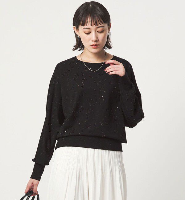 UNITED ARROWS green label relaxing「スパンコール プルオーバー ニット」|ニット・セーター|BLACK