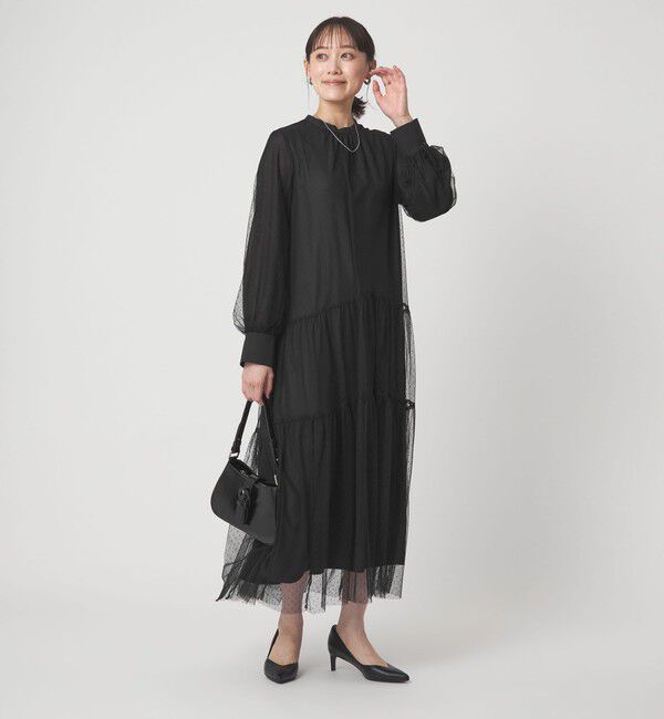 UNITED ARROWS green label relaxing「チュール ティアード ワンピース」|ドレス|BLACK