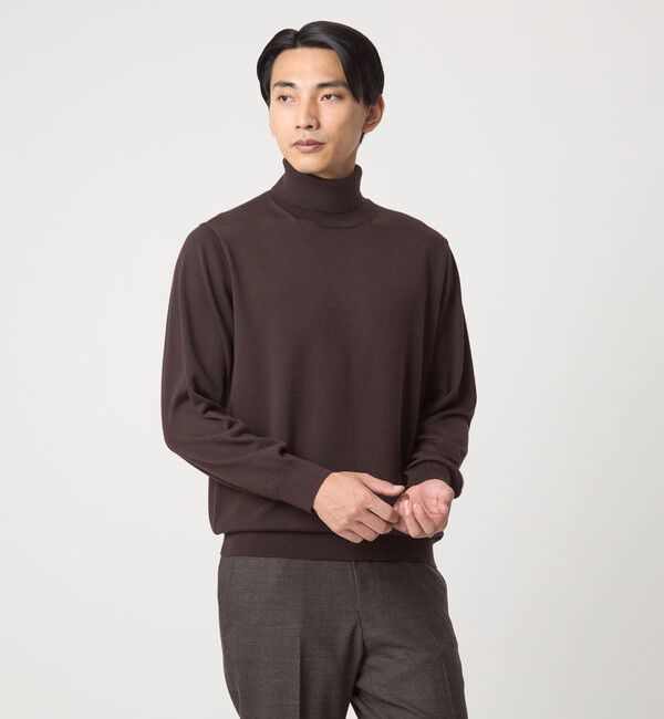 UNITED ARROWS green label relaxing「Super 120&rsquo;s ハイゲージ タートルネック ニット」|ニット・セーター|DK.BROWN