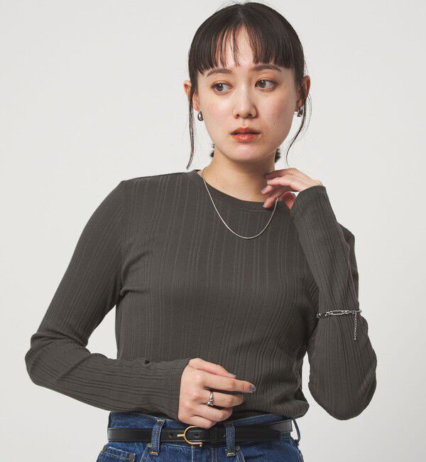 UNITED ARROWS green label relaxing「【WEB限定】＜at ease＞シアー リブ カットソー」|Tシャツ・カットソー|