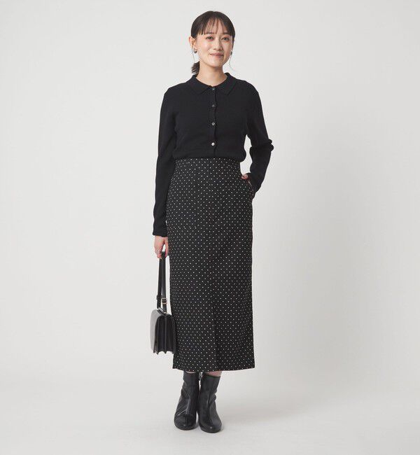 UNITED ARROWS green label relaxing「キチントボトムス ドット ジャガード Iライン スリム タイト スカート ウォッシャブル ストレッチ」|タイト|