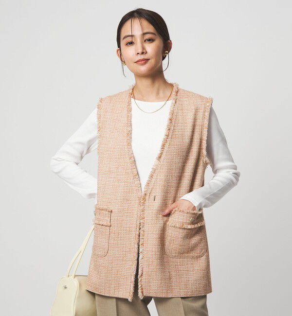 UNITED ARROWS green label relaxing「［size SHORTあり］ライト ツイードライク ジレ」|ベスト・ジレ|RED