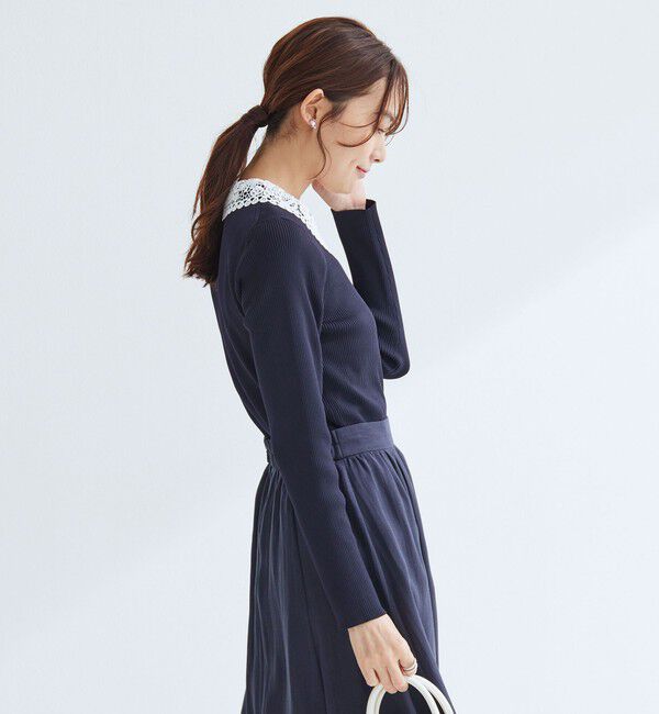 UNITED ARROWS green label relaxing「リブ エリレース 2WAY ニット プルオーバー ウォッシャブル」|ニット・セーター|