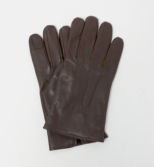UNITED ARROWS green label relaxing「ラムレザー H/PIQUE グローブ -タッチパネル対応-」|手袋|DK.BROWN