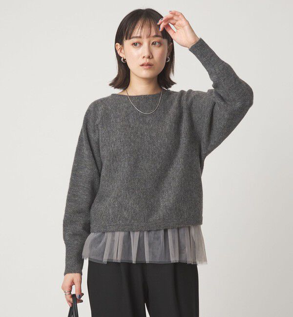 UNITED ARROWS green label relaxing「ニット &times; チュール キャミソール プルオーバー セット」|ニット・セーター|DK.GRAY