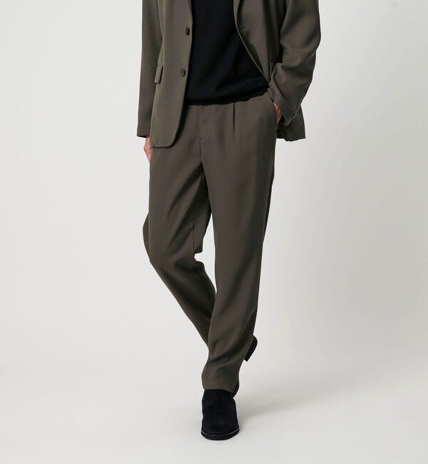 BEAUTY&YOUTH UNITED ARROWS「トリコチン ポリエステル 1プリーツ テーパードパンツ NO.5 セットアップ対応」|チノ|