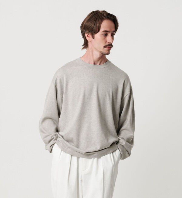 BEAUTY&YOUTH UNITED ARROWS「コットン カシミヤ ブレンド ロングスリーブ Tシャツ」|ニット・セーター|LT.GRAY