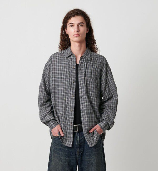 MONKEY TIME「ダブルガーゼ チェック シャツ」|シャツ・ブラウス|DK.GRAY
