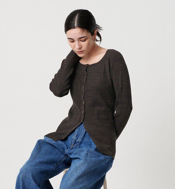 BEAUTY&YOUTH UNITED ARROWS「ポリエステルブレンド メランジリブ カーディガン ウォッシャブル」|カーディガン|