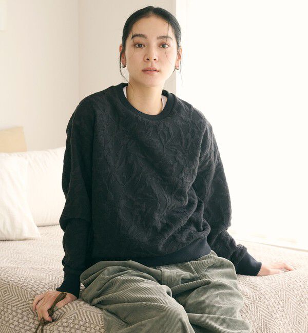 BEAUTY&YOUTH UNITED ARROWS「ボタニカルジャガード プルオーバー」|Tシャツ・カットソー|BLACK