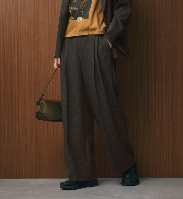 BEAUTY&YOUTH UNITED ARROWS「【WEB限定 Wardrobe DAILY MINIMAL】ウールライクメランジ ワイドパンツ ウォッシャブル」|スラックス|