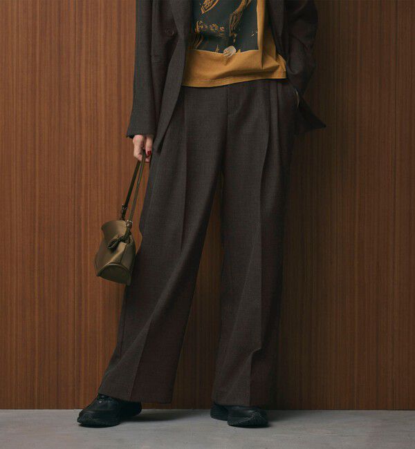 BEAUTY&YOUTH UNITED ARROWS「【WEB限定 Wardrobe DAILY MINIMAL】ウールライクメランジ ワイドパンツ ウォッシャブル」|スラックス|