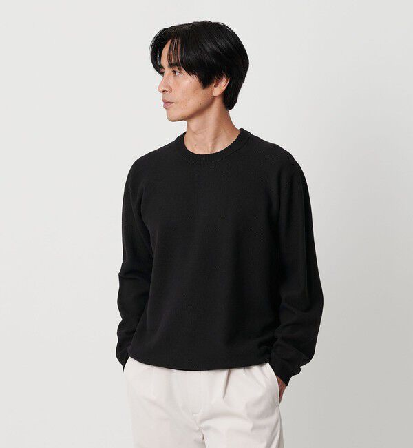 BEAUTY&YOUTH UNITED ARROWS「ガスコットン リンクス クルーネック ニット」|ニット・セーター|BLACK