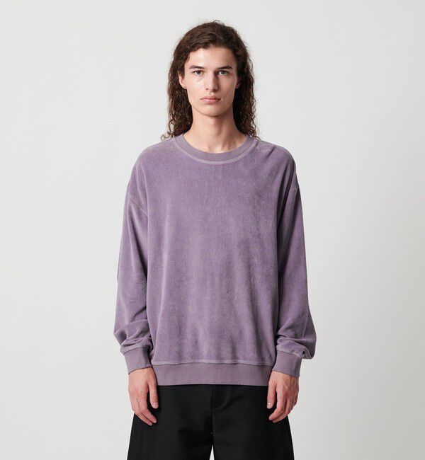 MONKEY TIME「オゾンウォッシュ ベロア バックジップ クルーネック」|Tシャツ・カットソー|