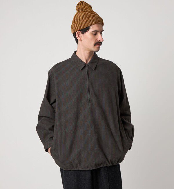 STEVEN ALAN「＜Steven Alan＞ チェック ジップ プルオーバー シャツ LOOSE」|シャツ・ブラウス|DK.BROWN