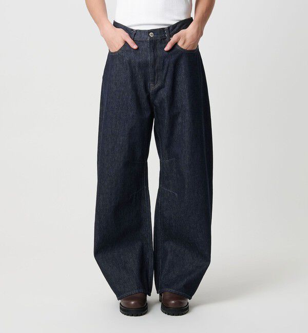 MONKEY TIME「デニム カーブ パンツ」|チノ|NAVY